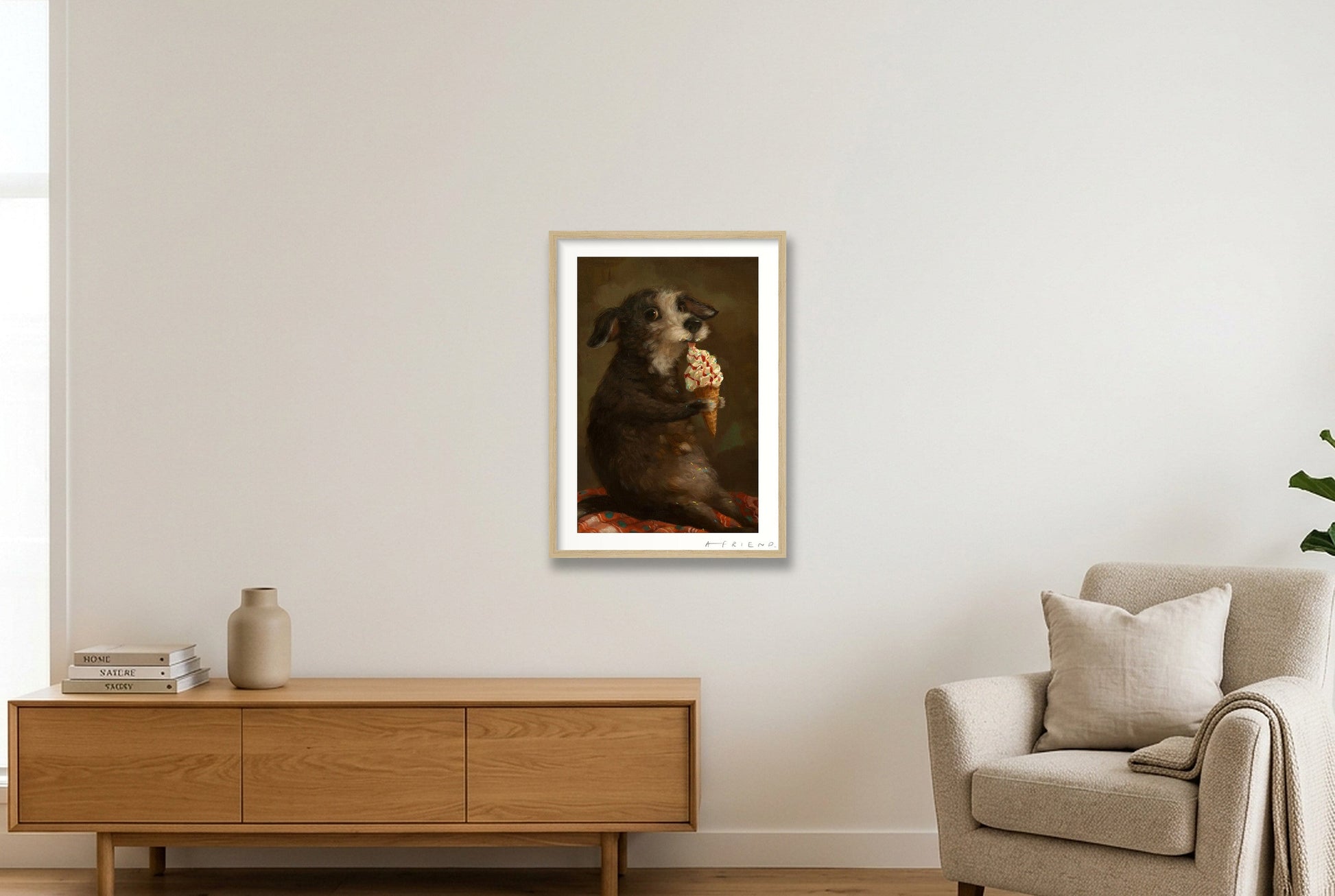 Ice Cream Lover — 42×59cm, 17×23" Oak Frame