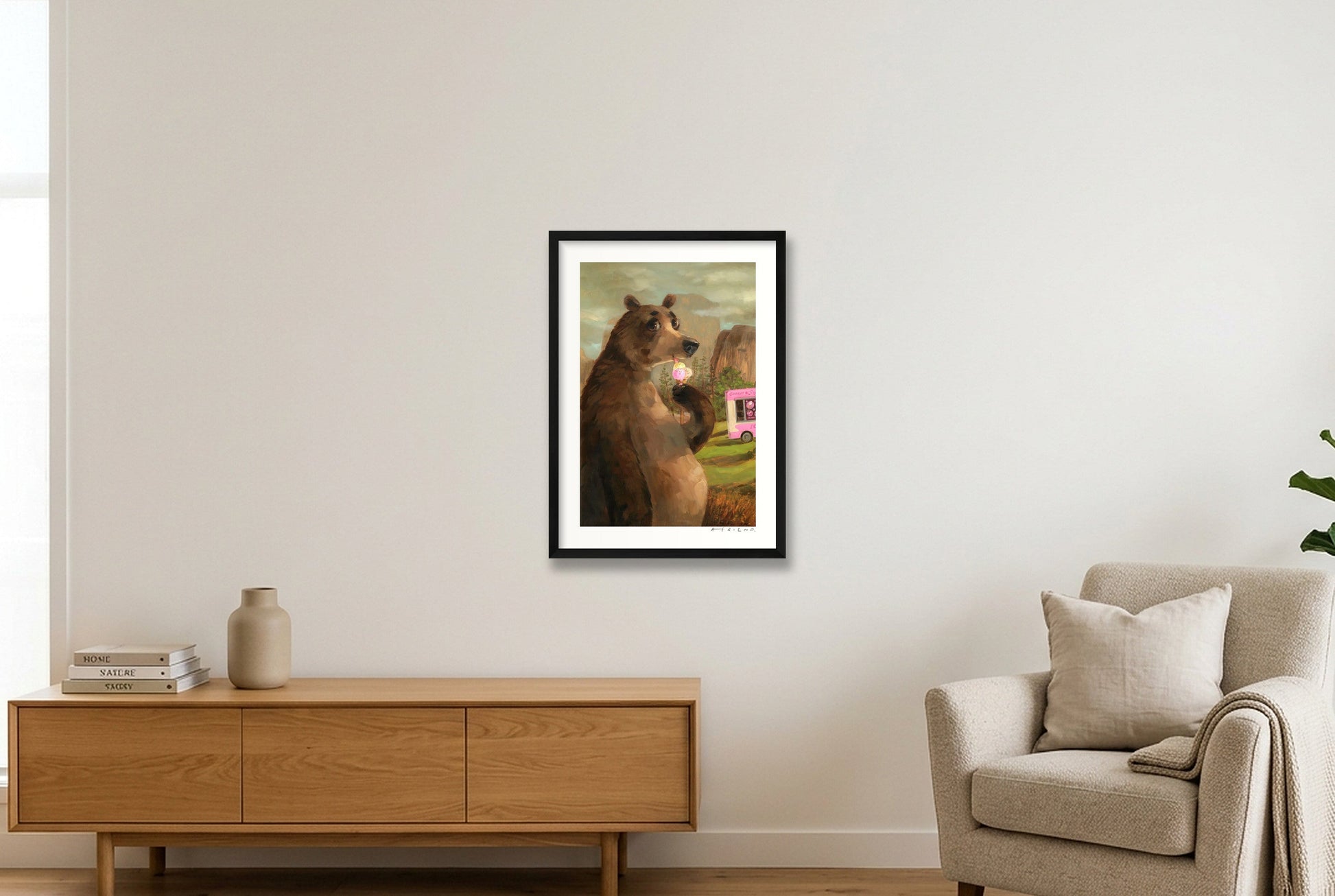 Mr Three Scoops — A2 (42×59cm, 17×23") Black Frame