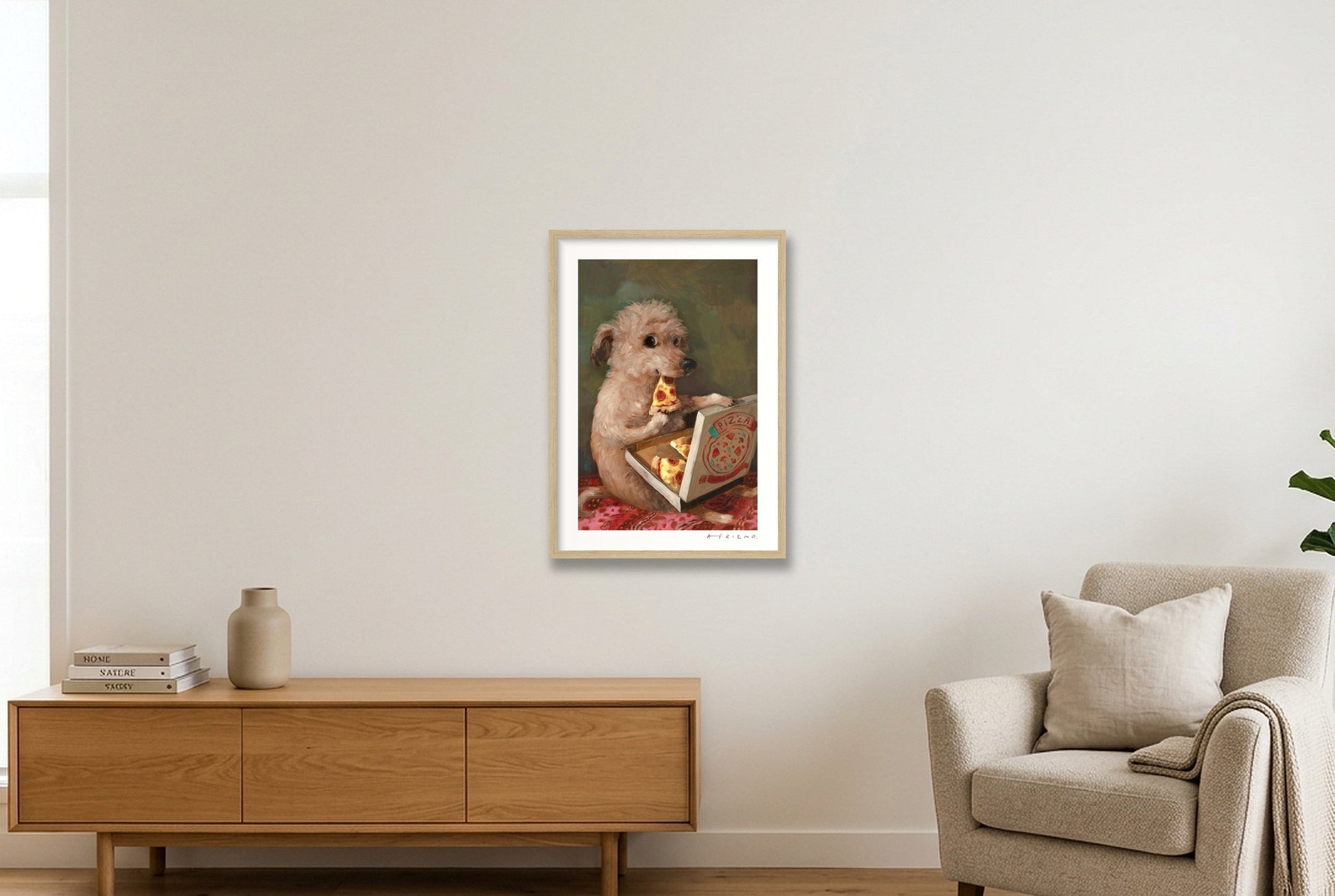 Pizza Lover — A2 (42×59cm, 17×23") Oak Frame